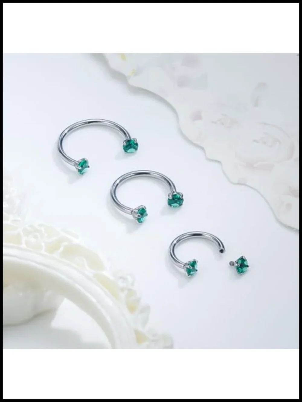 ASTM F136 Titanium Horseshoe Nose Ring 16G CZ Septum Ring Internally Threaded